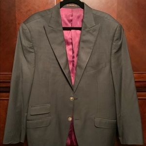 PETER MILLAR WOOL GRAY STRIPED 42R FUNCTIONAL SLEEVE BUTTONS SPORT JACKET BLAZER